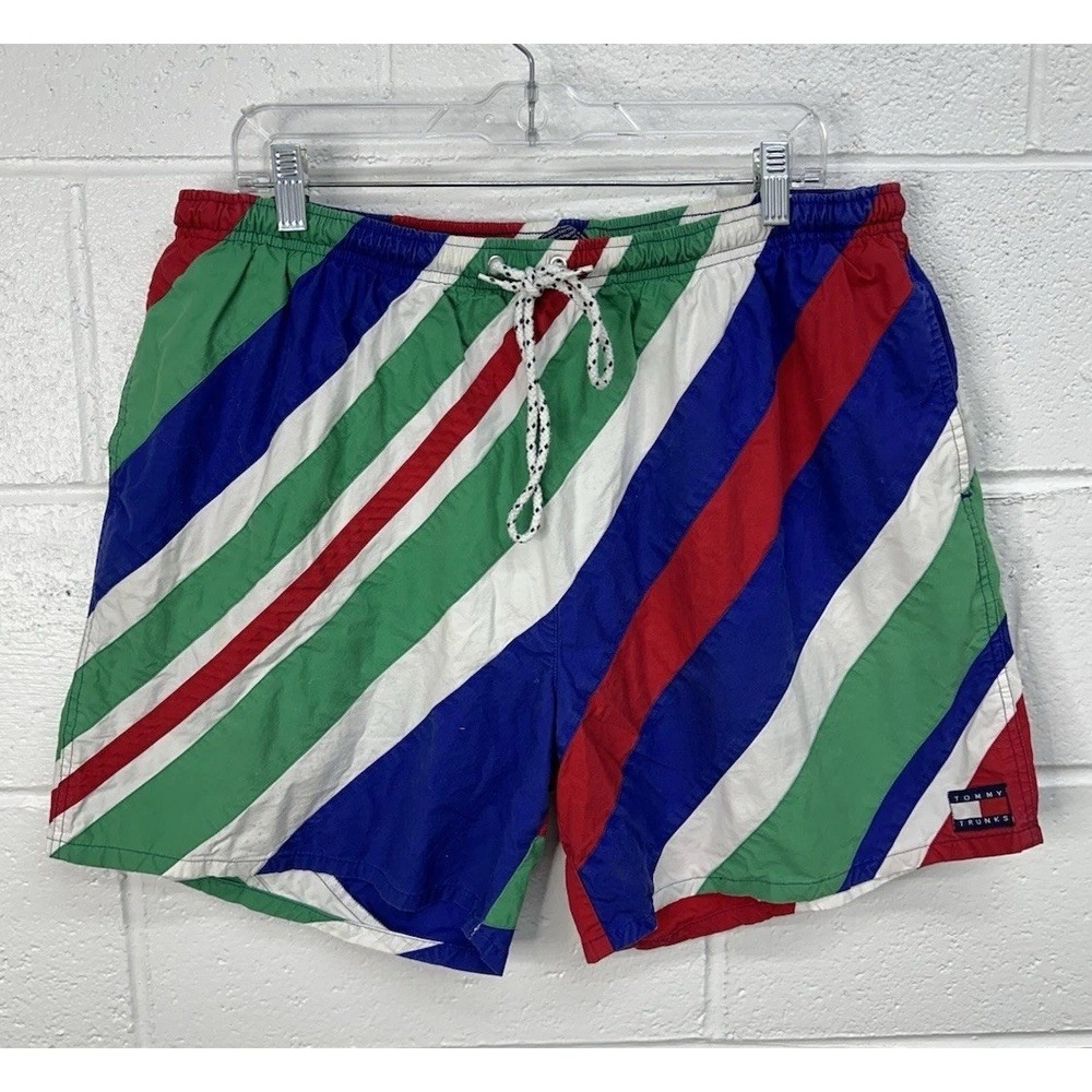 Tommy Hilfiger Swim Trunks Multicolor Striped 90s Vtg / Men’s XL